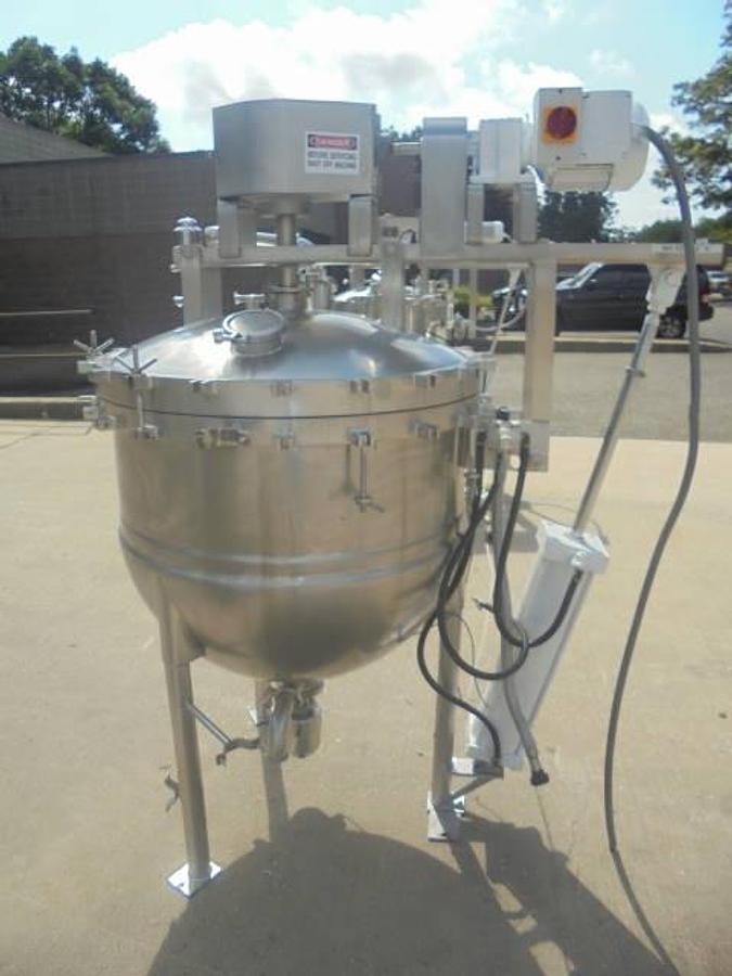 Used 100 Gallon Lee Dual Agitated Vacuum Kettle/Reactor, Tilt Out Agitation
