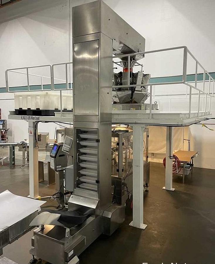 Used Kenwei 10 Head Rotary Scale/Filler, with Bucket Elevator