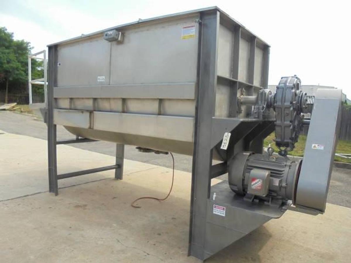 Used 200 Cu.Ft. Stainless Steel Double Ribbon Blender, 40 HP