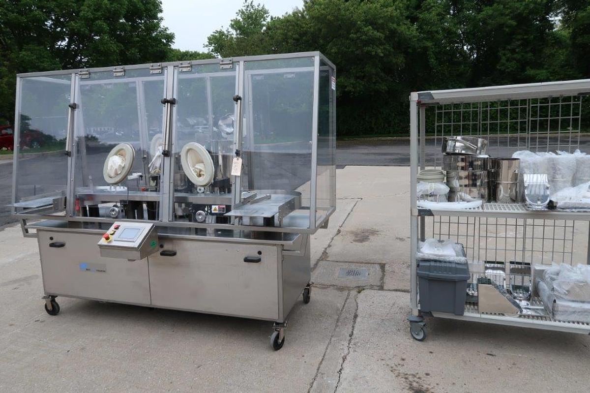 Used M & O Perry Industries P1510 Vial Liquid Filling, Stoppering and Crimp Capping Machine