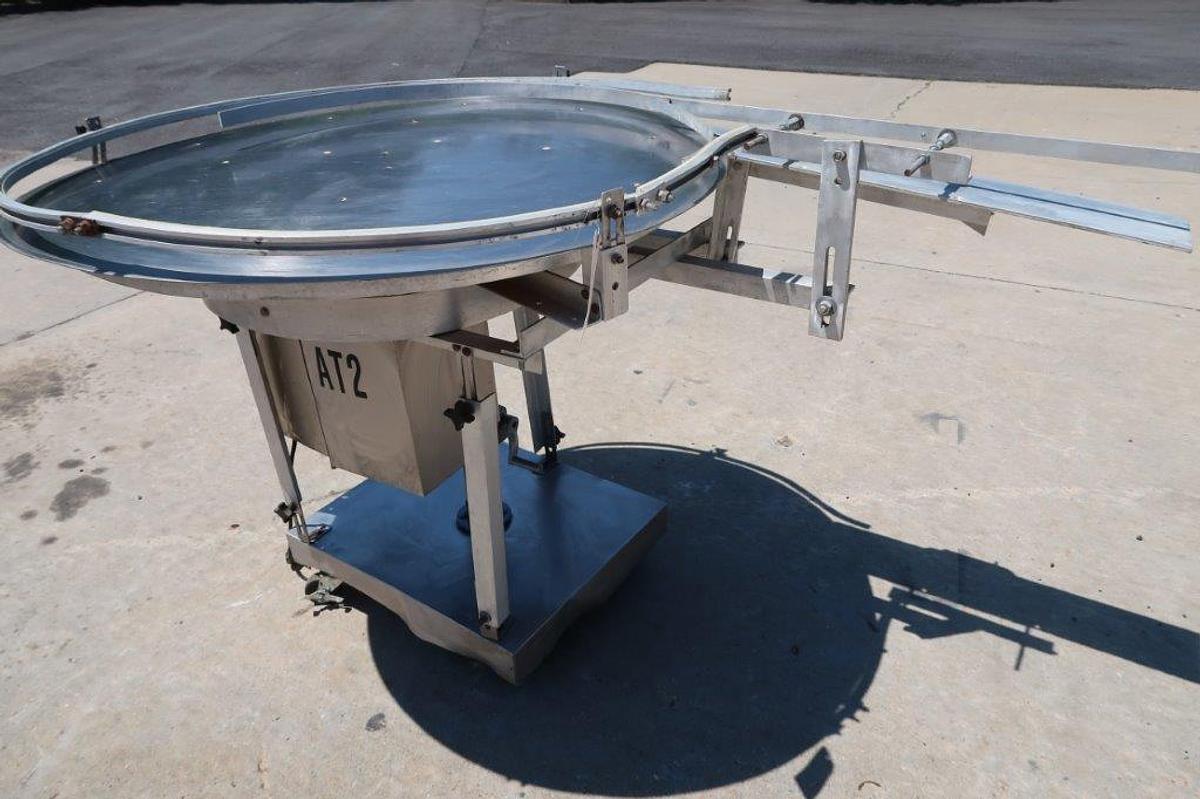 Used 42 In. Diameter Stainless Steel Rotary Unscrambling/Accumulating Table, Single Phase