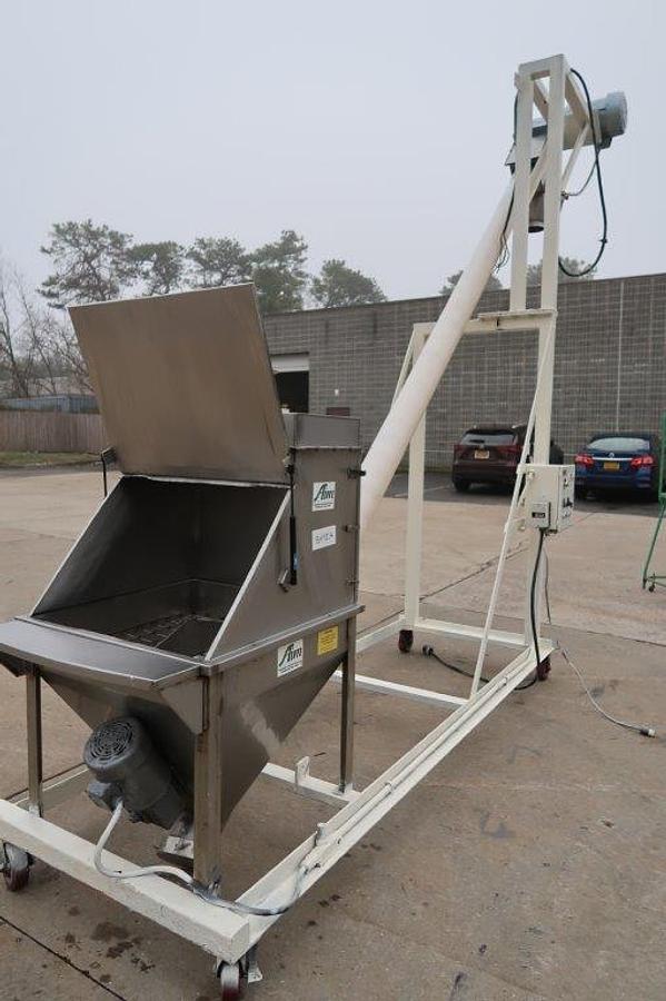 Used AIM 6 In. Diameter Inclined Flexible Screw Conveying System, Portable
