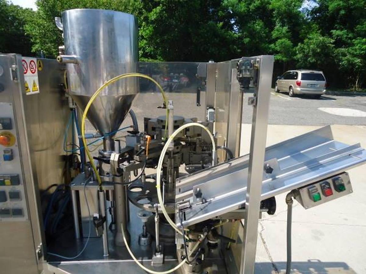 Used Unipac/Romaco Silver 80e Plastic Tube Filling And Sealing Machine, 80 Per Minute