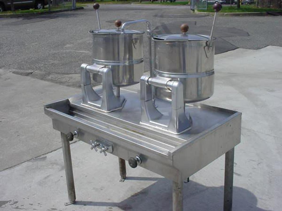 Used 5 Gal. Groen Ss Jacketed Tilt Kettles (2), One Has Base