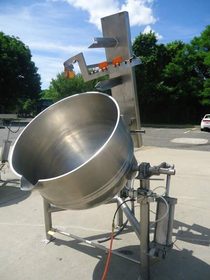 Used 150 Gallon 316 Stainless Steel Tilt Ketle With Scraper Agitation, 125psi Jacket