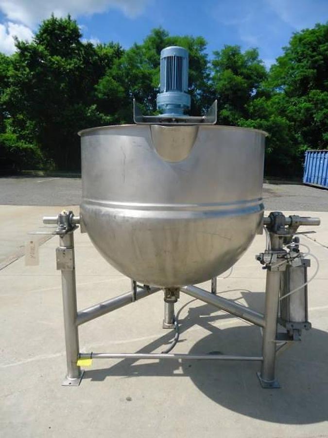 Used 150 Gallon 316 Stainless Steel Tilt Ketle With Scraper Agitation, 125psi Jacket