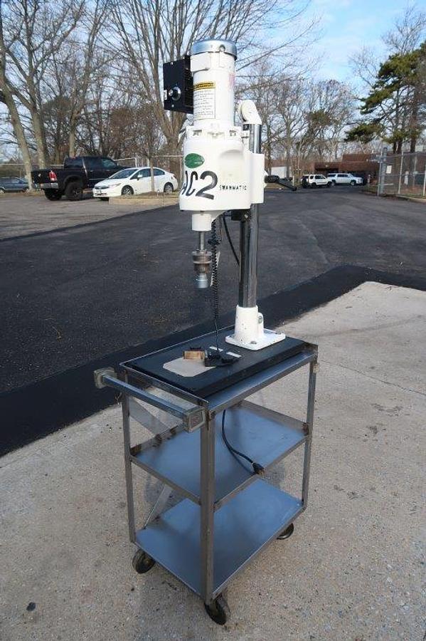 Used Swanmatic C300 Portable Tabletop Semi-Auto Capper, Variable Speed