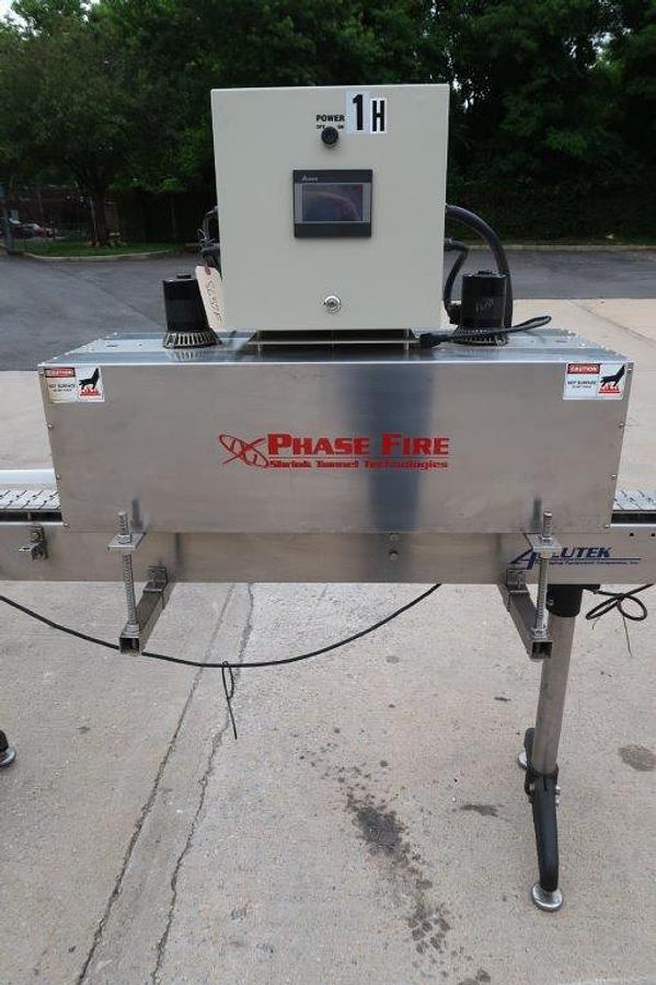 Used Accutek/Labelette Sleeving Line with Shrink Tunnel, Stainless Steel