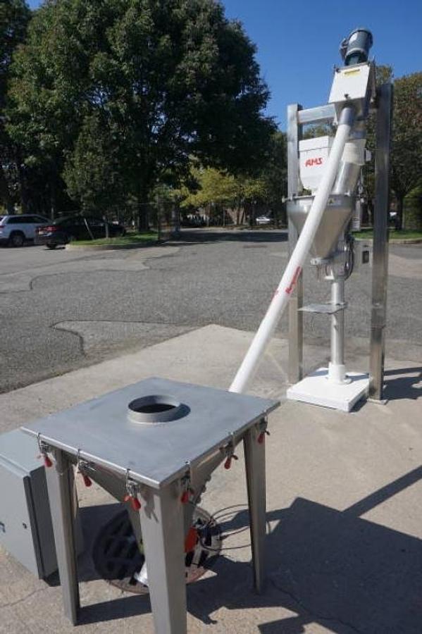 Used AMS A-100 Single Auger Pedestal Powder Filler, with Flexicon Feeder
