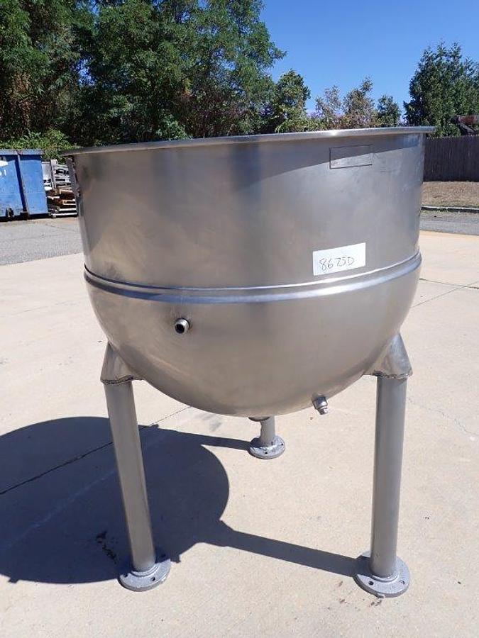 Used 150 Gallon Groen Stainless Steel Hemispherical Kettle, 45 PSI Jacket