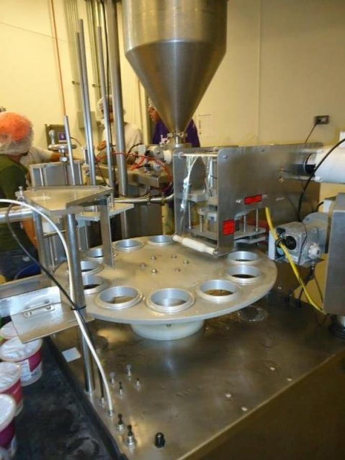 Used World Cup Rotary Cup Filling/Sealing Machine, 40 Per Minute