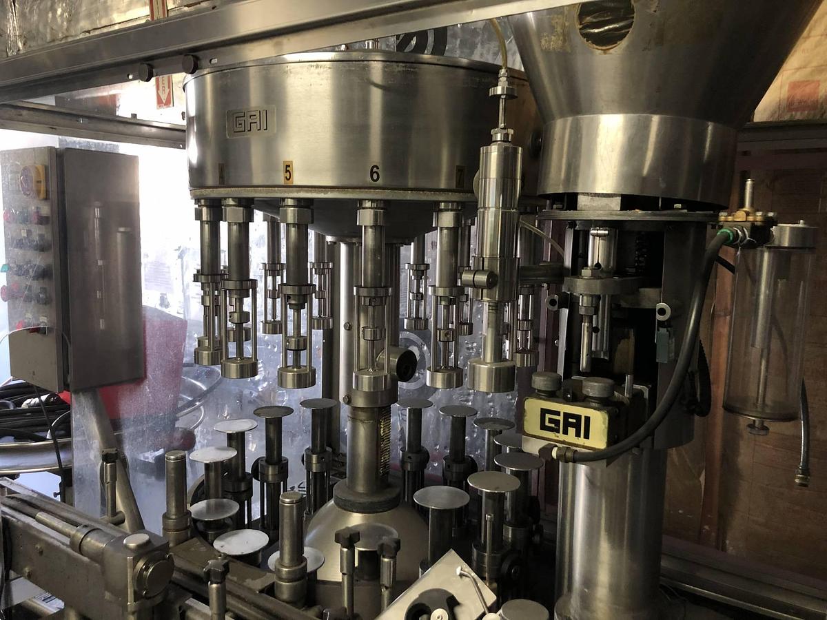 Used GAI 3000 Monoblock Filling and Corking Wine Bottling Line