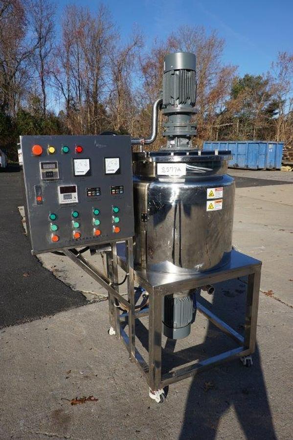 Used 30 Gallon Ailusi Type 316L SS Jacketed Dual Action Kettle/Tank, with Homogenizing