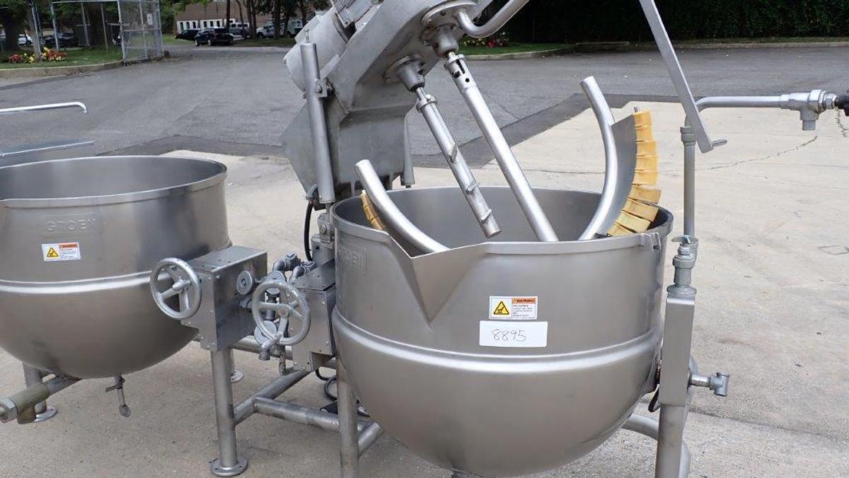 Used Groen Dual Kettle Mixing System, 80 Gallon Each