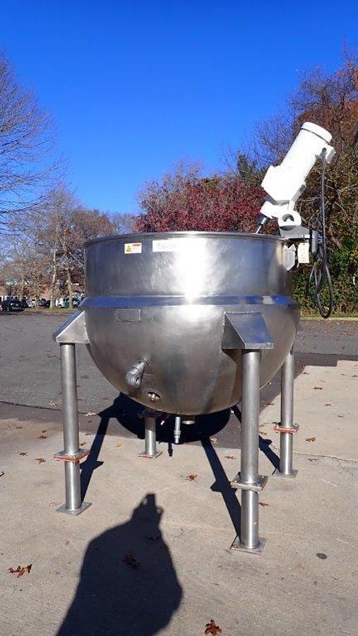 Used 250 Gallon Lee 316 SS Hemispherical Kettle, 90 PSI