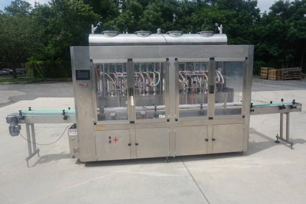 Used 16 Piston Inline Filling Machine, 40 Oz.