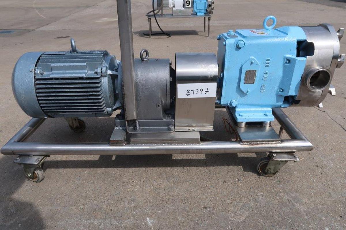Used Waukesha 130 Stainless Positive Displacement Pump, 10 HP Motor