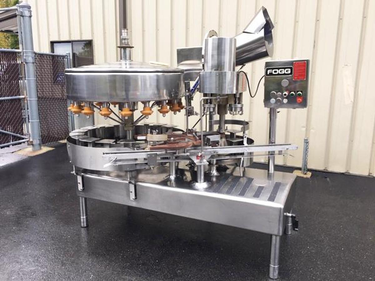 Used Fogg 18 Valve Bottle Filler with 4-Head Screw Capper