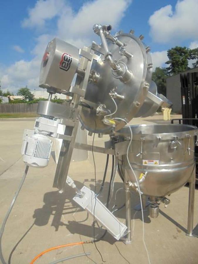 Used 100 Gallon Lee Dual Agitated Vacuum Kettle/Reactor, Tilt Out Agitation