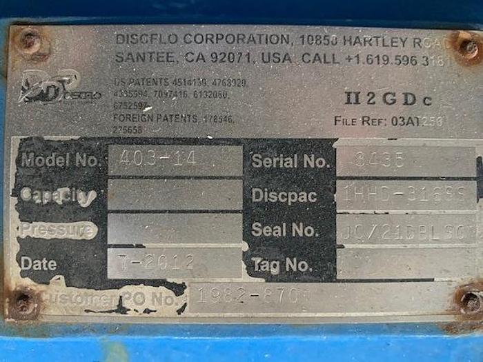 Used Discflo 4'' x 3'' Centrifugal Pump