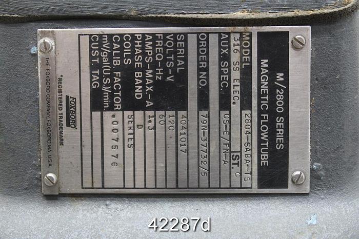 Used Foxboro 2804-SABA-TS 4" Magnetic Flow Tube #42287