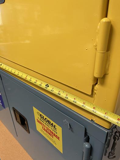 Used Global 15 Gallon Flammable Stacked Cabinet 43"x19"x22" w/ Global Acid Cabinet