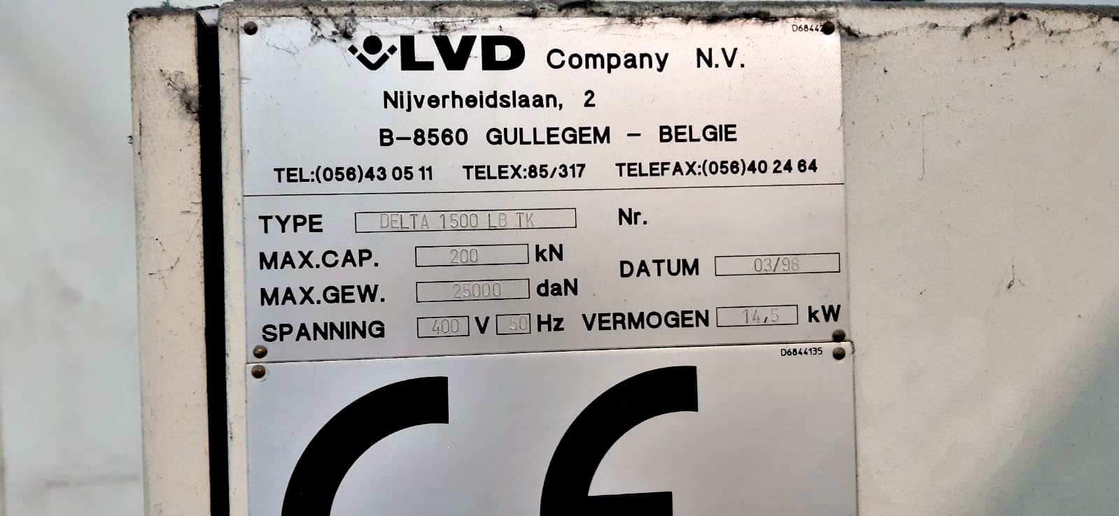 Used  LVD Delta 1500 LB TK - 1998