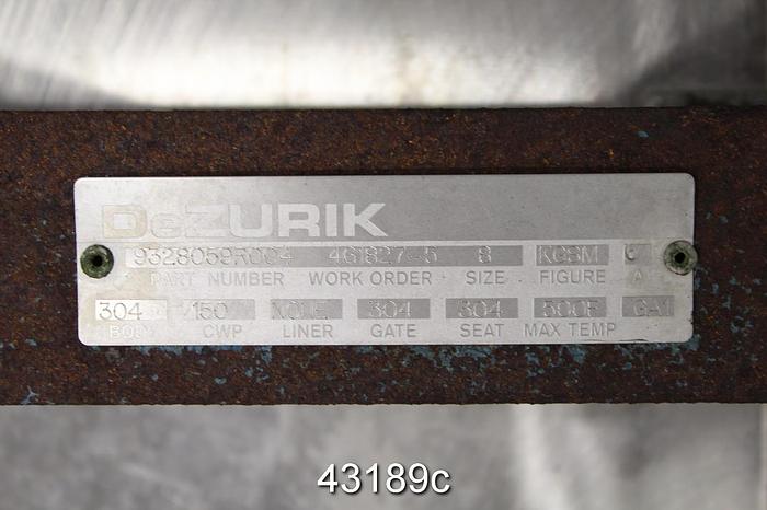 Used Dezurik 8" Hand Operated Knife Gate Valve #43189