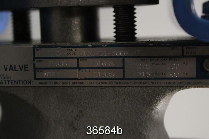 Used Neles Jamesbury 3" Hand Operated Wafer Sphere Butterfly Valve, 815L-11-3600 MT #36584