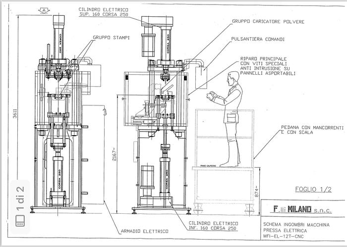 Usato PRESSA 12 TON FRATELLI MILANO MOD. MFI-EL-12TCNC-001