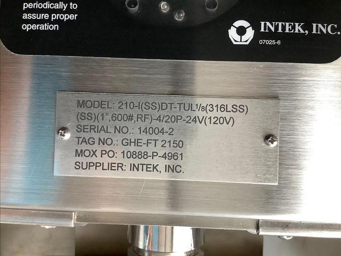 Used Intek 210-I(SS)DT-TUL1/8(316LSS) FLOWMETER THERMAL MASS EQUIPMENT
