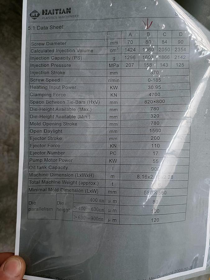 2008 HAITIAN GRUPPO 2950 DIAM. 80