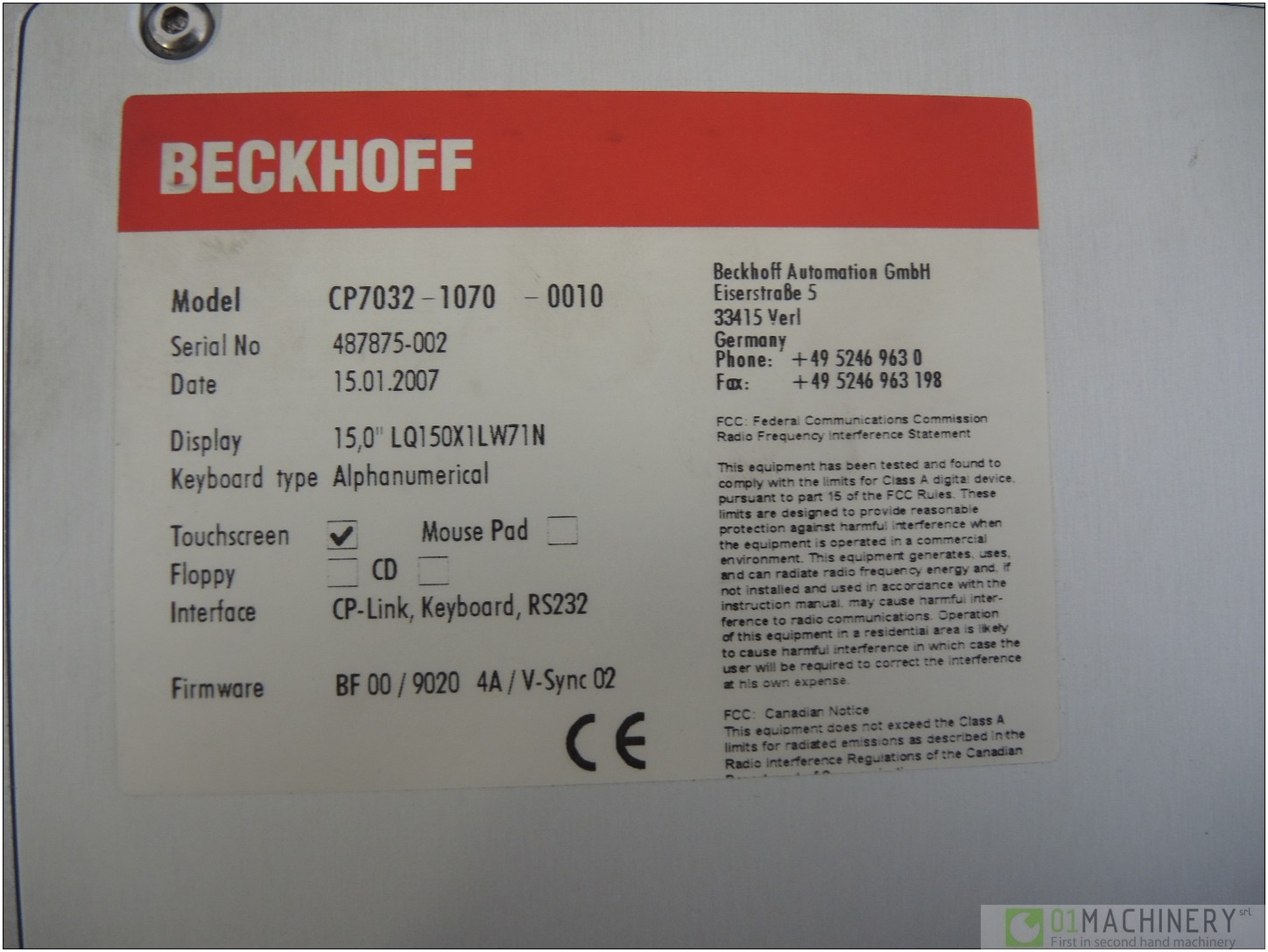  BECKHOFF CP7032-1070-0010