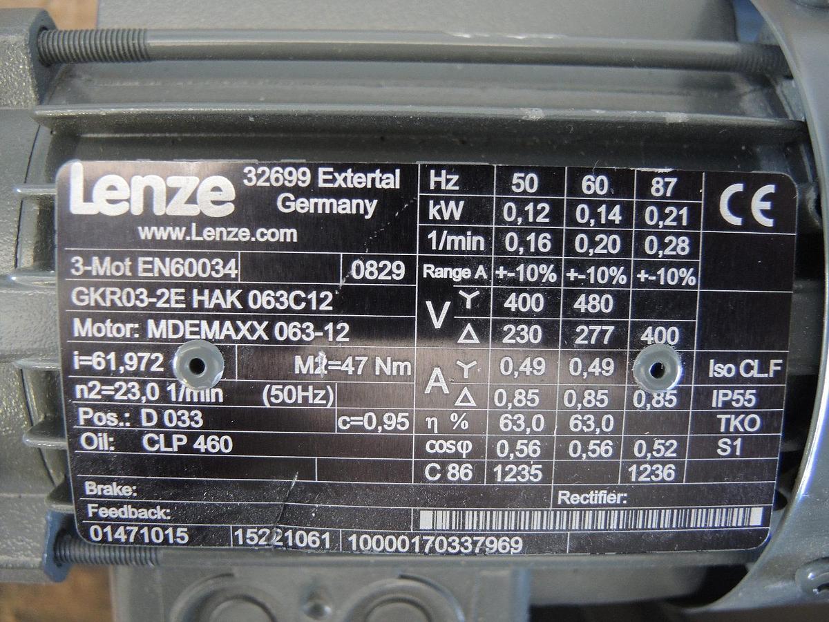 2009 LENZE GKR03-2E HAK 063C12