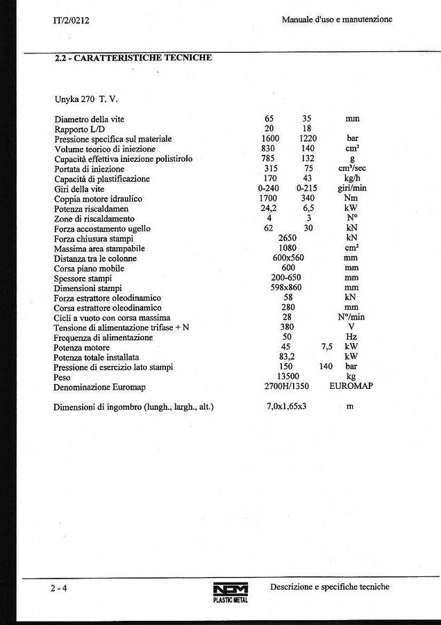 Usato 2003 PLASTIC METAL Unyka 270 T.V. IN0713
