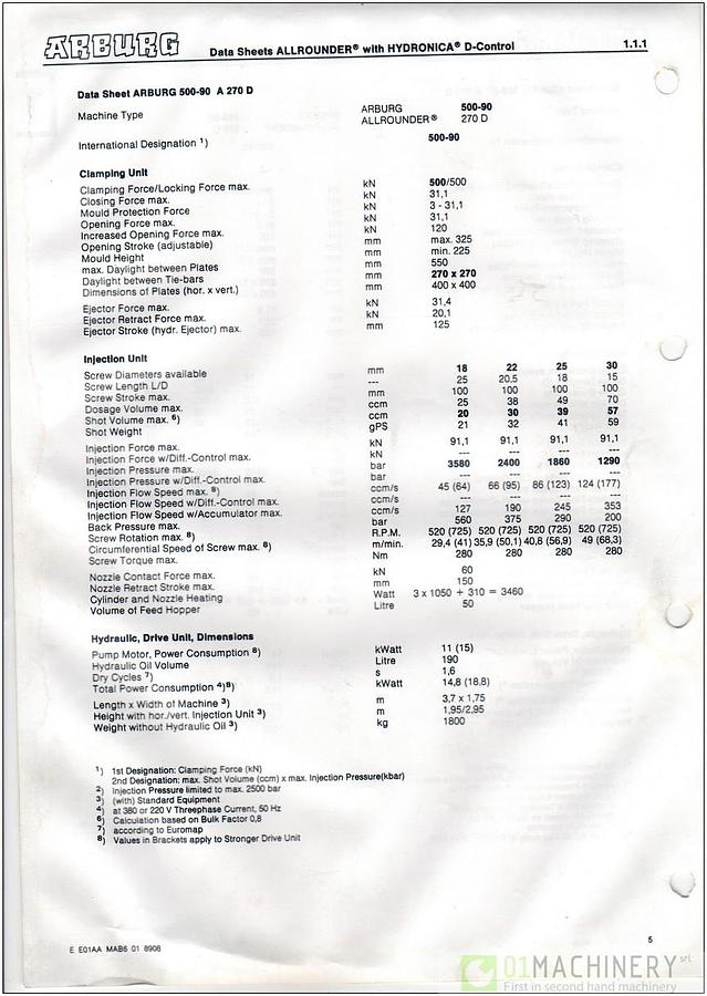 1990 ARBURG 270 D 500-90