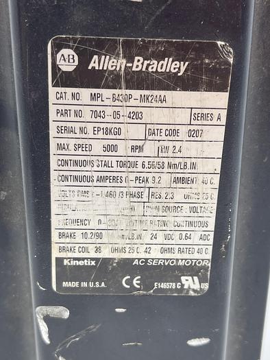 Used Allen-Bradley MPL-B430P-MK24AA Ser A (Broken Connector)