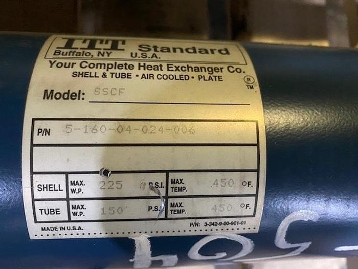 Used ITT STANDARD MDL. SSCF SHELL & TUBE HEAT EXCHANGER 316 SS UNUSED