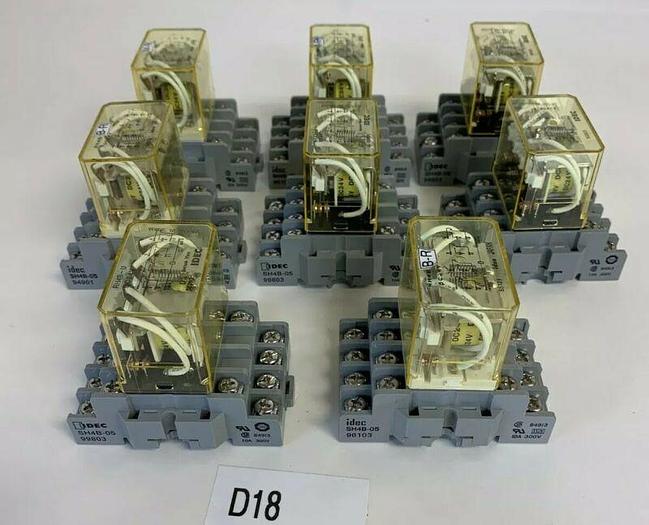 Used IDEC RH4B-U Relay and SH4B-05 Base (Lot Of 8) Fast Shipping!~Warr