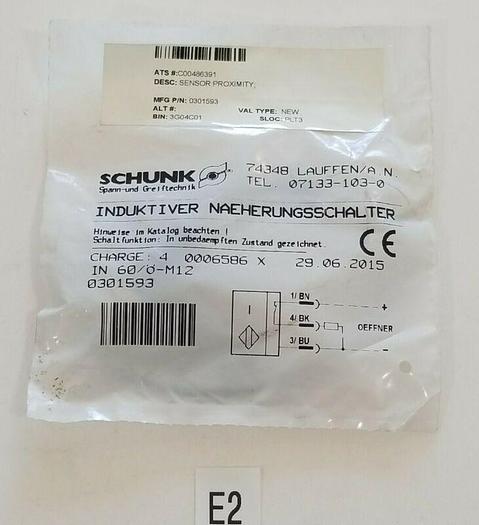 *NEW IN FACTORY SEALED BAG* SCHUNK 0301593 PROXIMITY SWITCH N.C. PNP + WARRANTY!