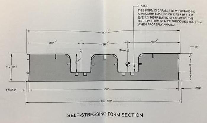 Used Tuckerbilt Self-Stressing SC Bridge Double Tee Form