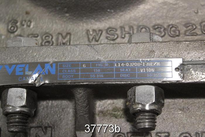 Used Velan 6" Hand Operated Knife Gate Valve, L14-0320B-13BL/M #37773