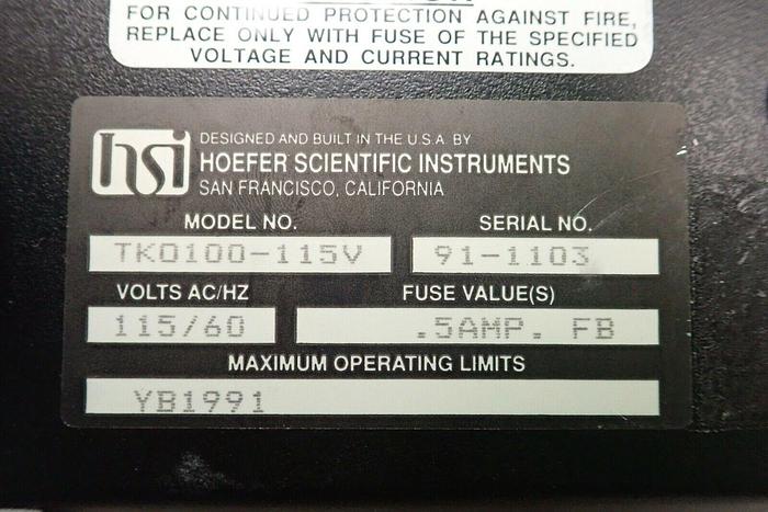 Used HSI Hoefer Scientific Instruments Model TKO-100 115V DNA Fluorometer 7427281805880