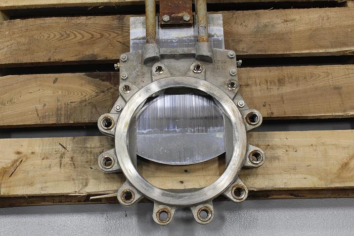 Used Wey Valve 10" Air Operated Knife Gate Valve, Stainless Steel Body #43930