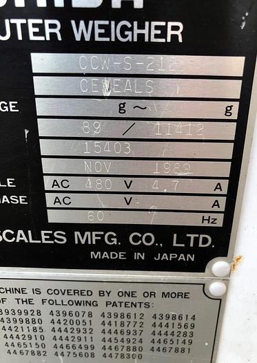 Used Scale, Combination, Ishida, 14-Head, Mdl CCW-S-212 #S743790