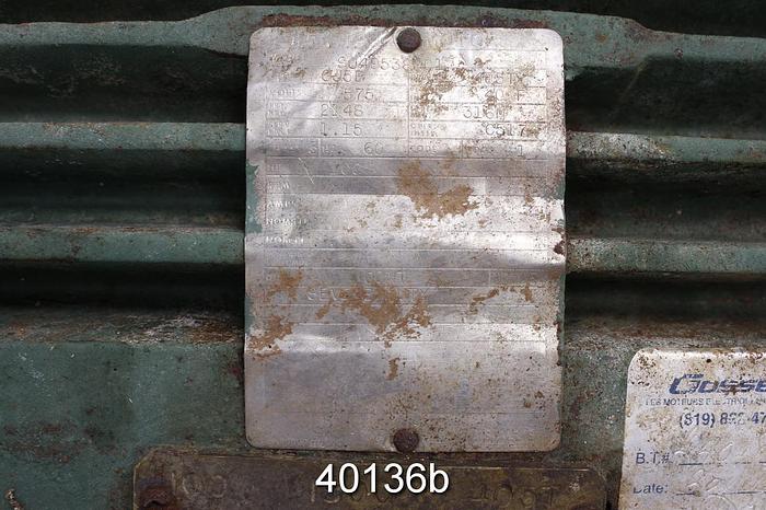 Used Spartan 100 HP AC Motor, 575 Volt, 1780 RPM, 405T Frame #40136