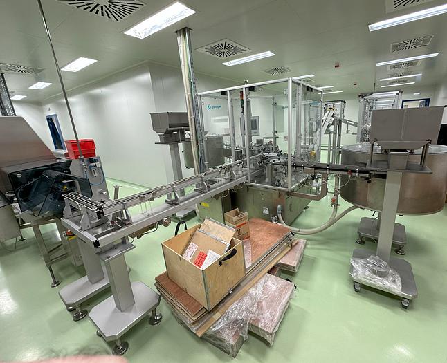 Used 2013 Groninger complete Syringe Filling & Packaging Line – In 'As New' condition - Installed but UNUSED DFVN 2005, WFM100, LFI, MWU010, MA 100S, SMKEB 3000