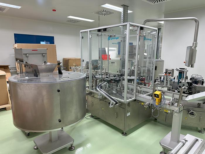 Used 2013 Groninger complete Syringe Filling & Packaging Line – In 'As New' condition - Installed but UNUSED DFVN 2005, WFM100, LFI, MWU010, MA 100S, SMKEB 3000