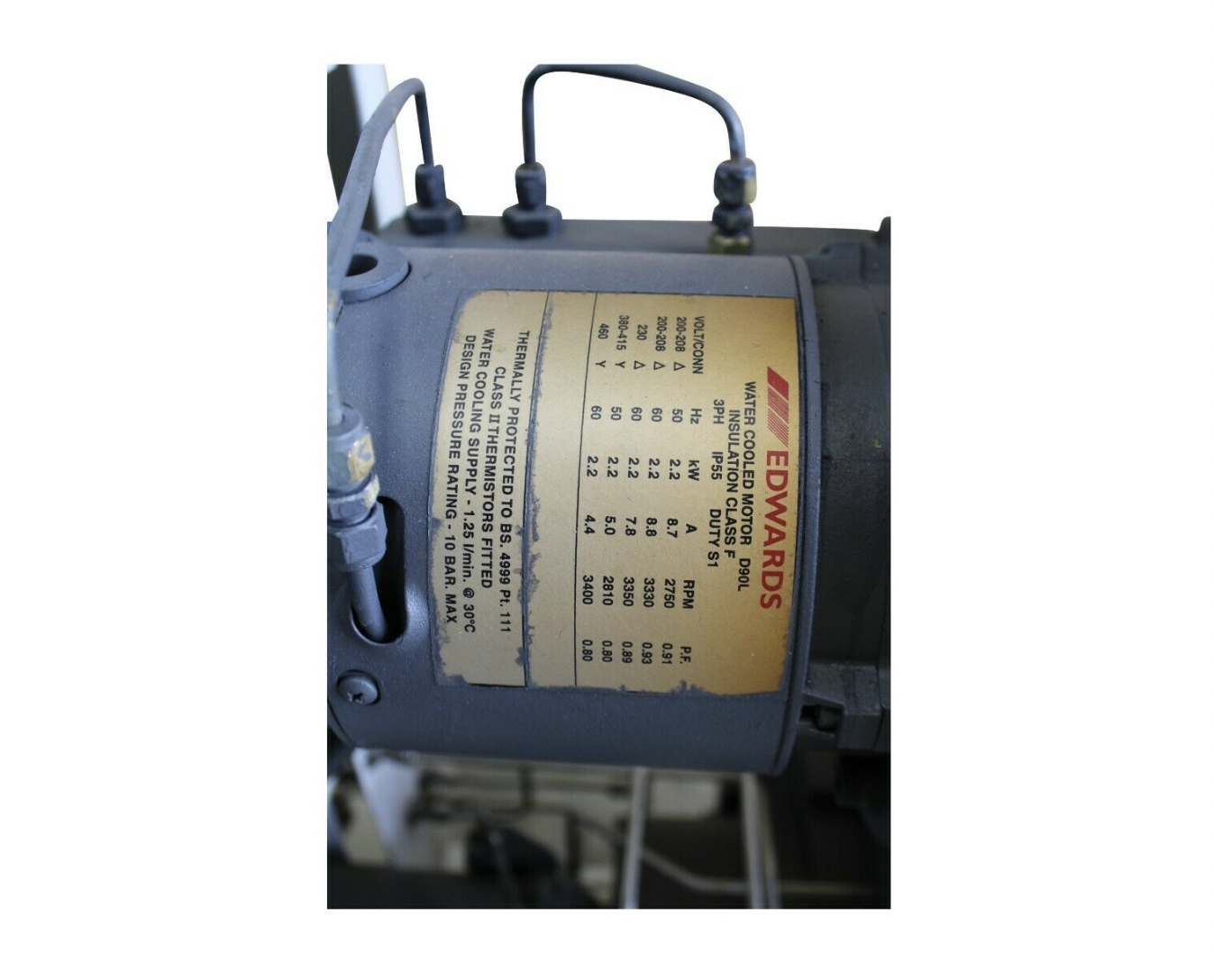 Used EDWARDS WATER COOLER MOTOR D 112M AND D 90L WITH HOFFMAN CONTROL UNIT