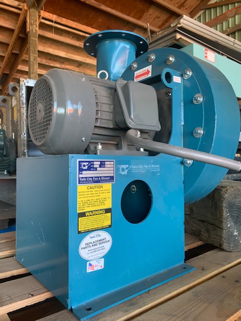 Used 10hp Twin city fan: 2,200 CFM, 22” w.g., Twin City blower 2,200 CFM, 10hp fan